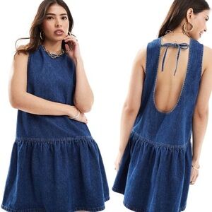 NWOT ASOS Denim drop waist mini dress Size Medium